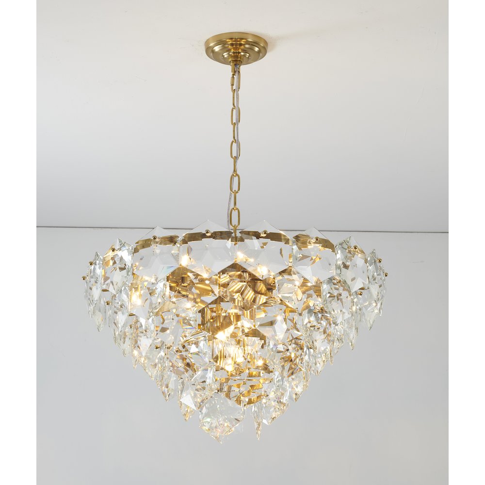12-Light Gold Chandelier With Clear Crystal Accents