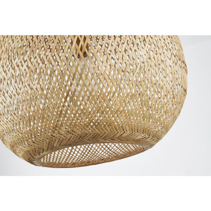 1-Light Brass Pendant With A Bamboo Wood Weaved Basket Shade