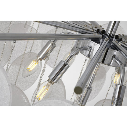 7-Light Chrome Chandelier With Frosted Glass
