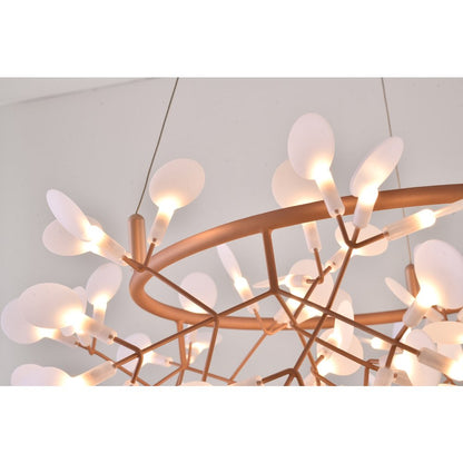 108-Light Copper LED Chandelier With Acrylic Shades