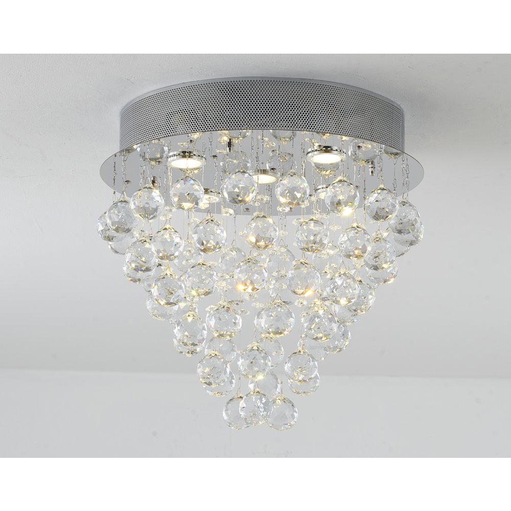 6-Light Chrome Flush Mount With Clear Crystals