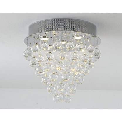 6-Light Chrome Flush Mount With Clear Crystals