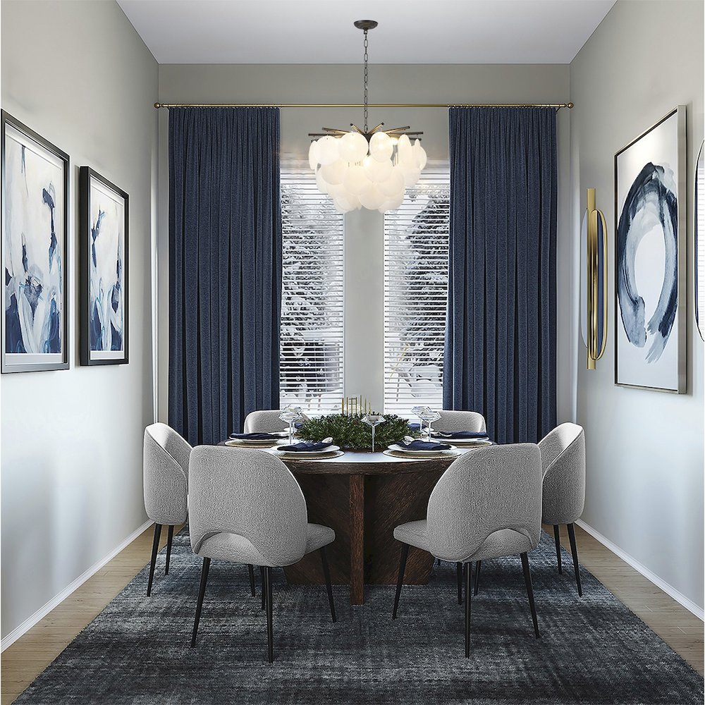 7-Light Satin Black Chandelier With Frosted White Glass Petals