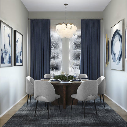 7-Light Satin Black Chandelier With Frosted White Glass Petals