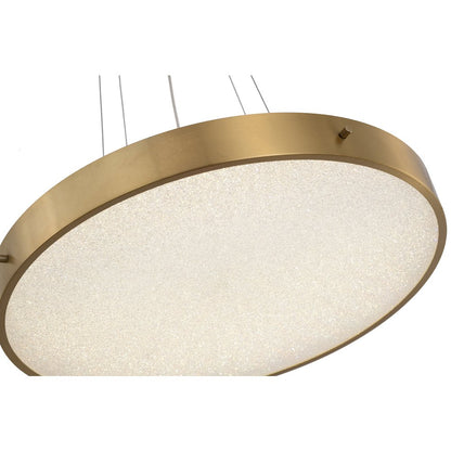 1-Light Brass LED Chandelier With A Clear Acrylic Beaded Diffuser