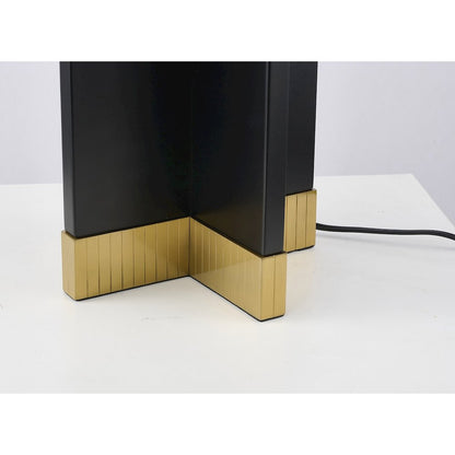 1-Light Table Lamp With A Stain Brass Base, Black Iron Body