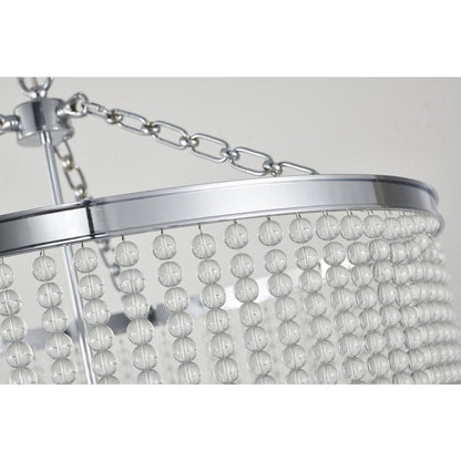 8-Light Chrome Chandelier With Clear Beaded hanging Glass