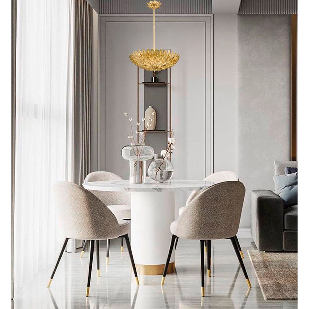5-Light Gold Metal Leaf Chandelier
