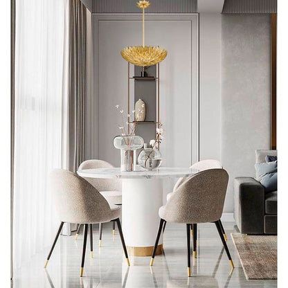 5-Light Gold Metal Leaf Chandelier