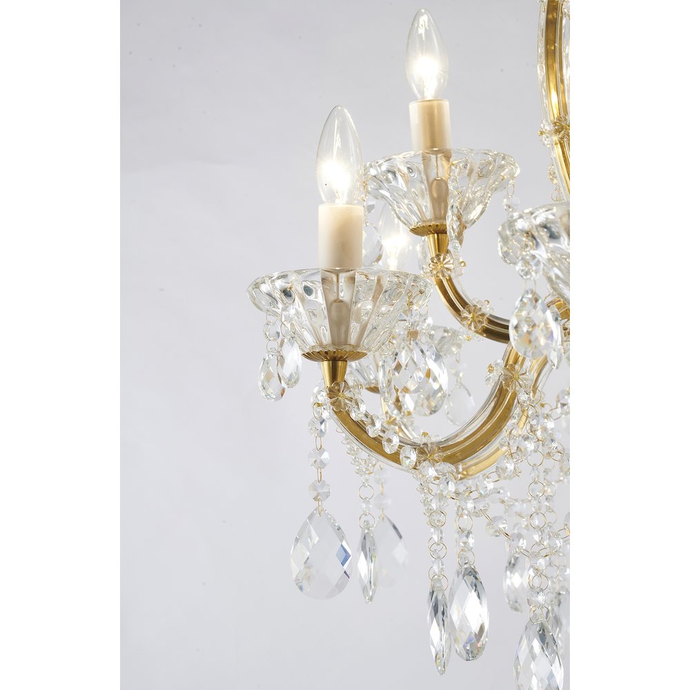 60-Light Satin Brass Chandelier With Clear Hanging Crystals