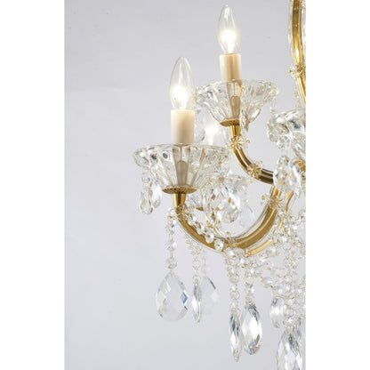 60-Light Satin Brass Chandelier With Clear Hanging Crystals