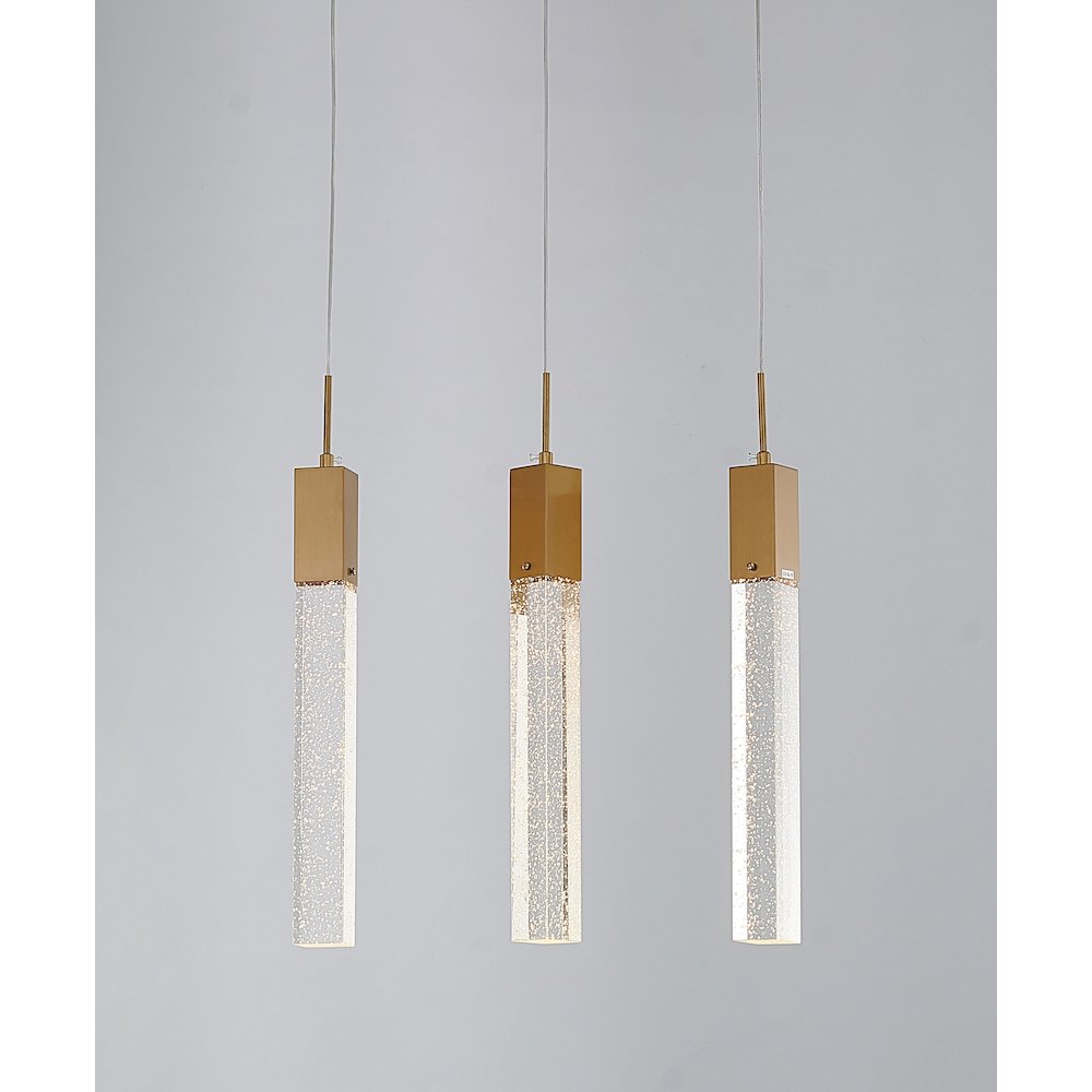 3-Light Gold Island Lighting With A Clear Bubble Crystal