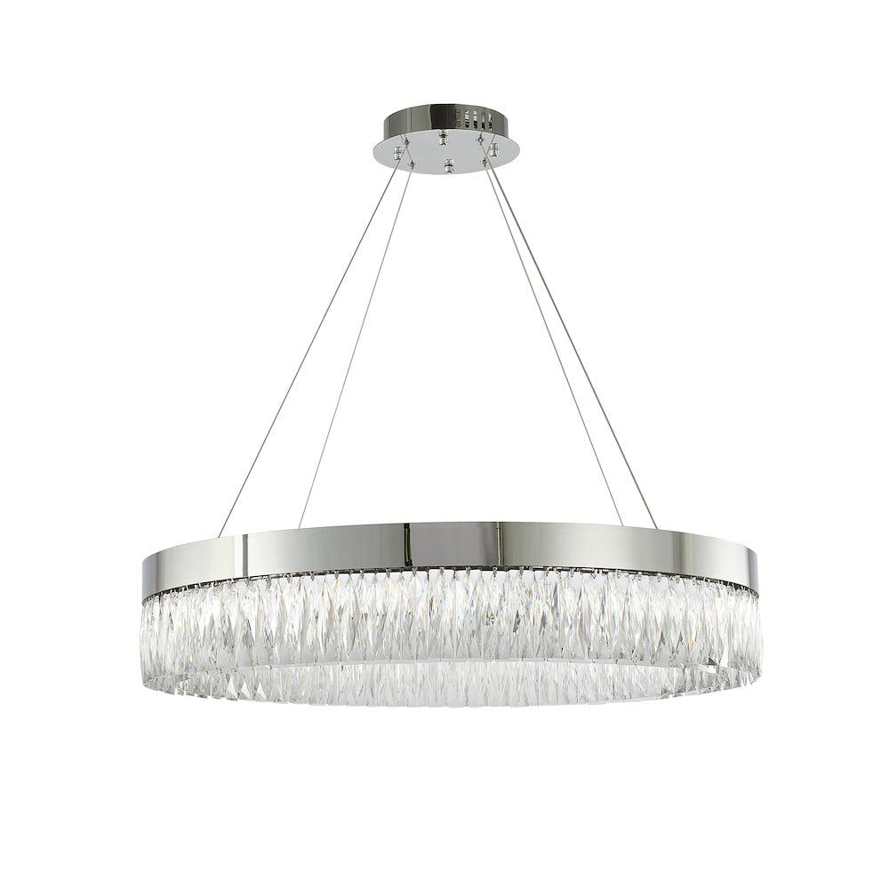 1-Light Chrome LED Chandelier With Clear Crystal Accents