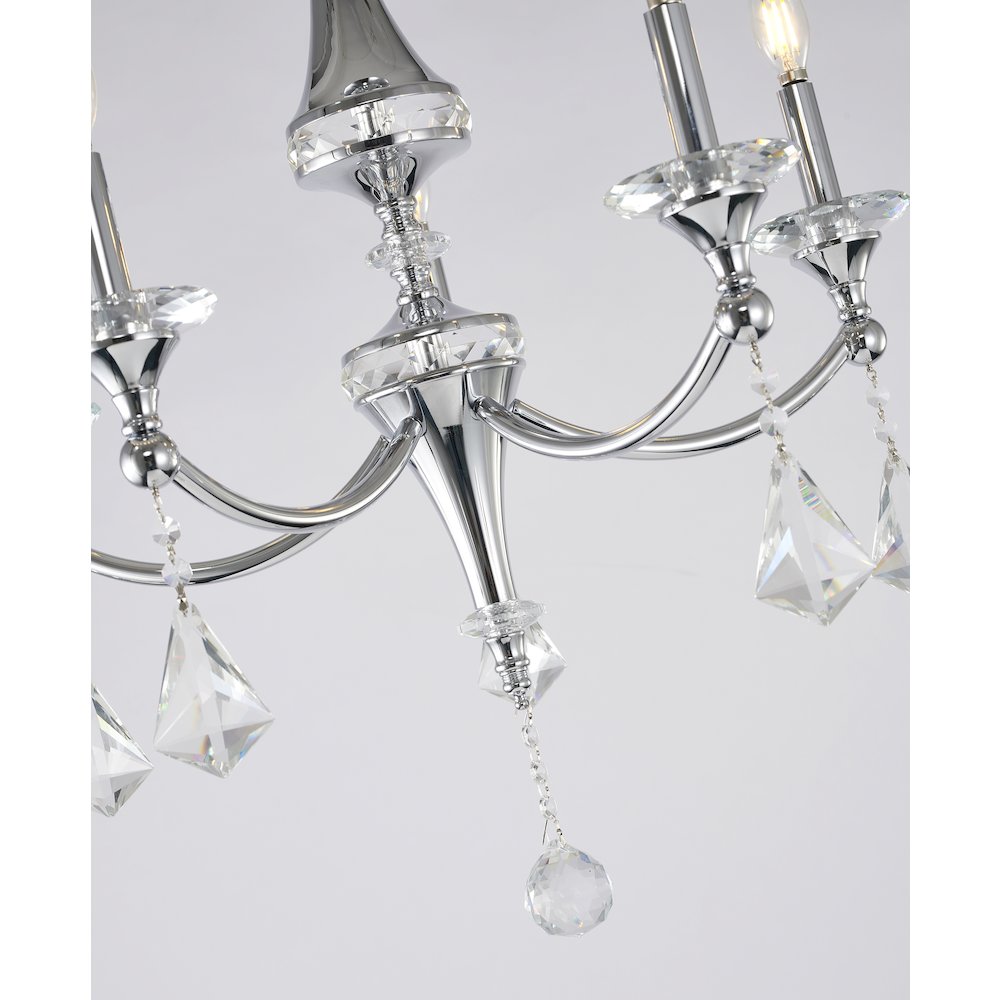 5-Light Chrome Chandelier With Clear And Champagne Crystals