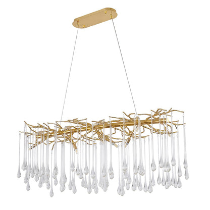 12-Light Gold Aluminum Chandelier With Clear Glass Drops