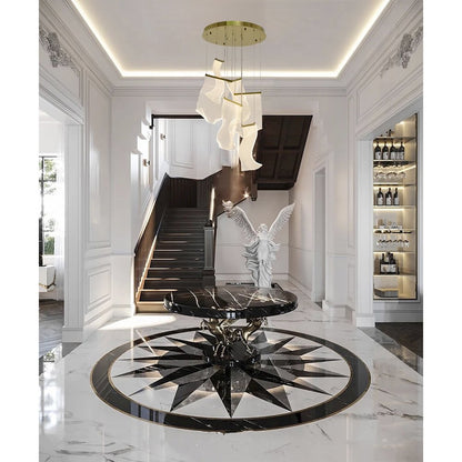 6-Light Gold LED Chandelier With Acrylic Pendants