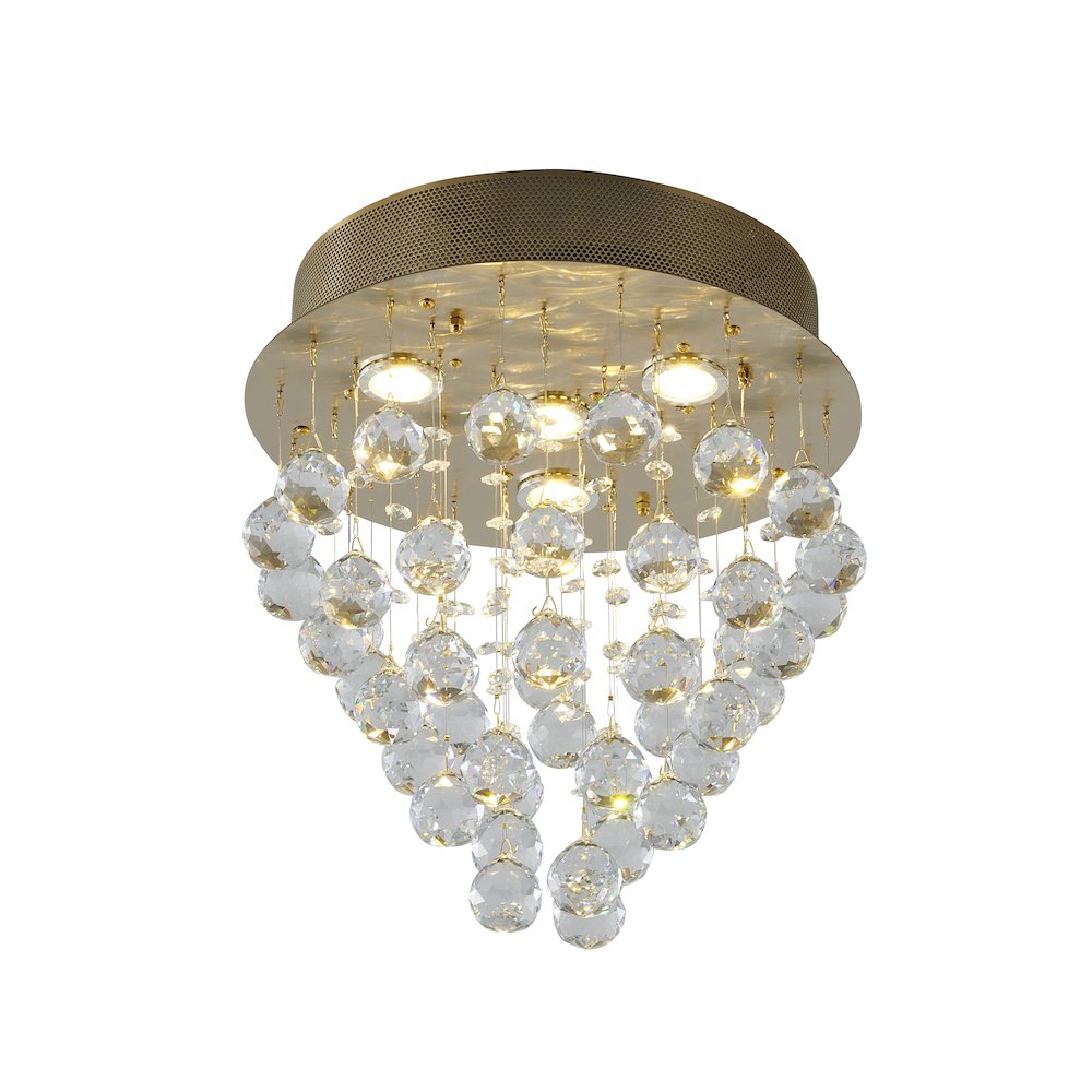 4-Light Gold Flush Mount With Clear Crystals