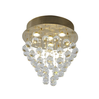 4-Light Gold Flush Mount With Clear Crystals