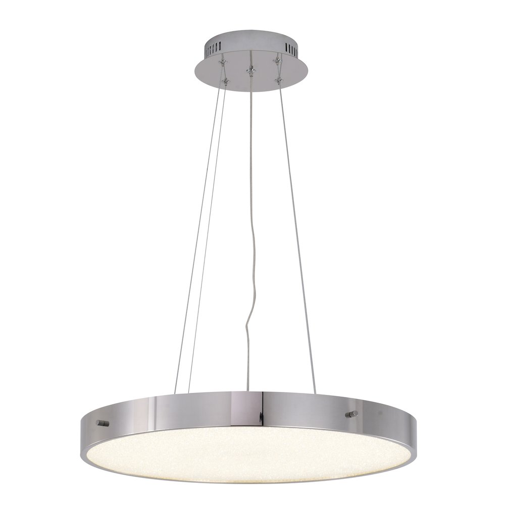 1-Light Chrome LED Chandelier With A Clear Acrylic Beaded Diffuser