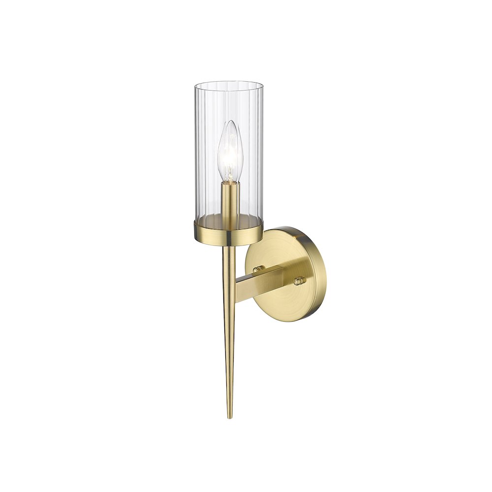 1-Light Gold Iron Wall Sconce With A Clear Glass Shade