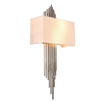 2-Light Chrome Rod Wall Sconce With A White Shade