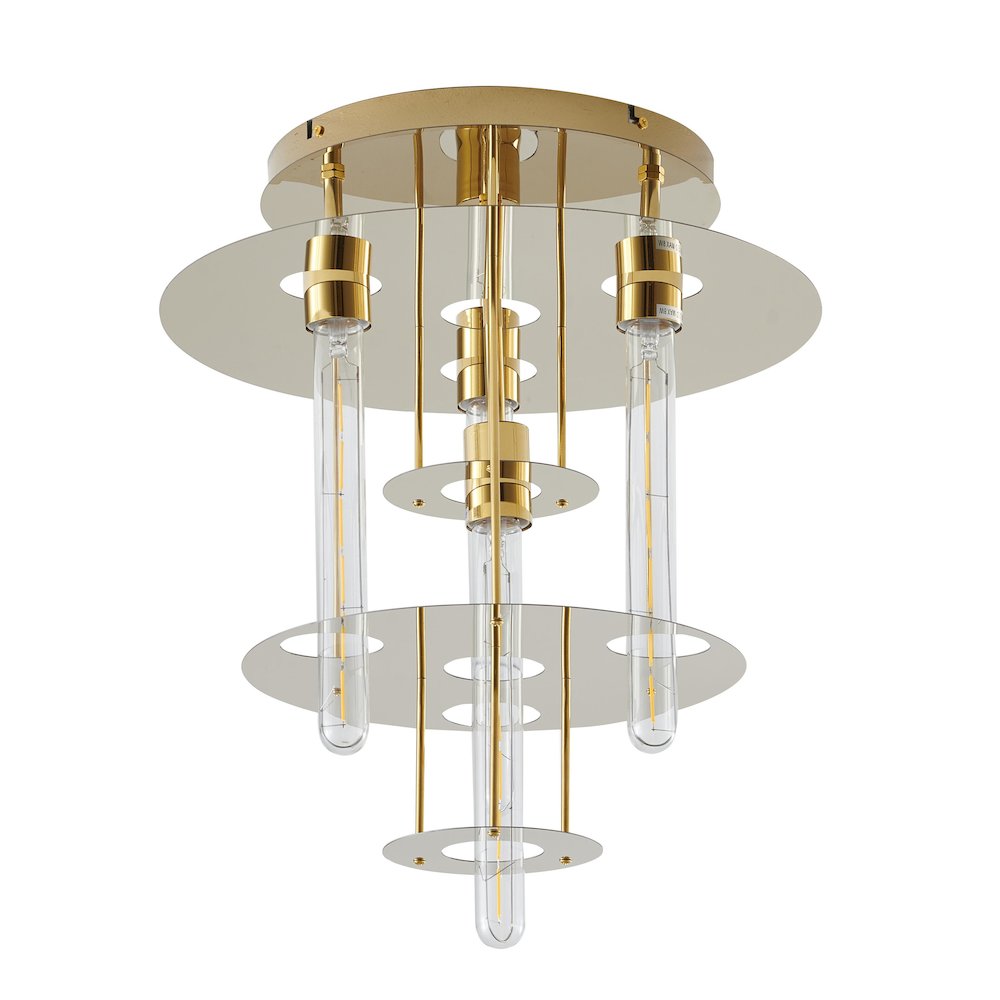 5-Light Gold Flush Mount With 4 Tier Halo