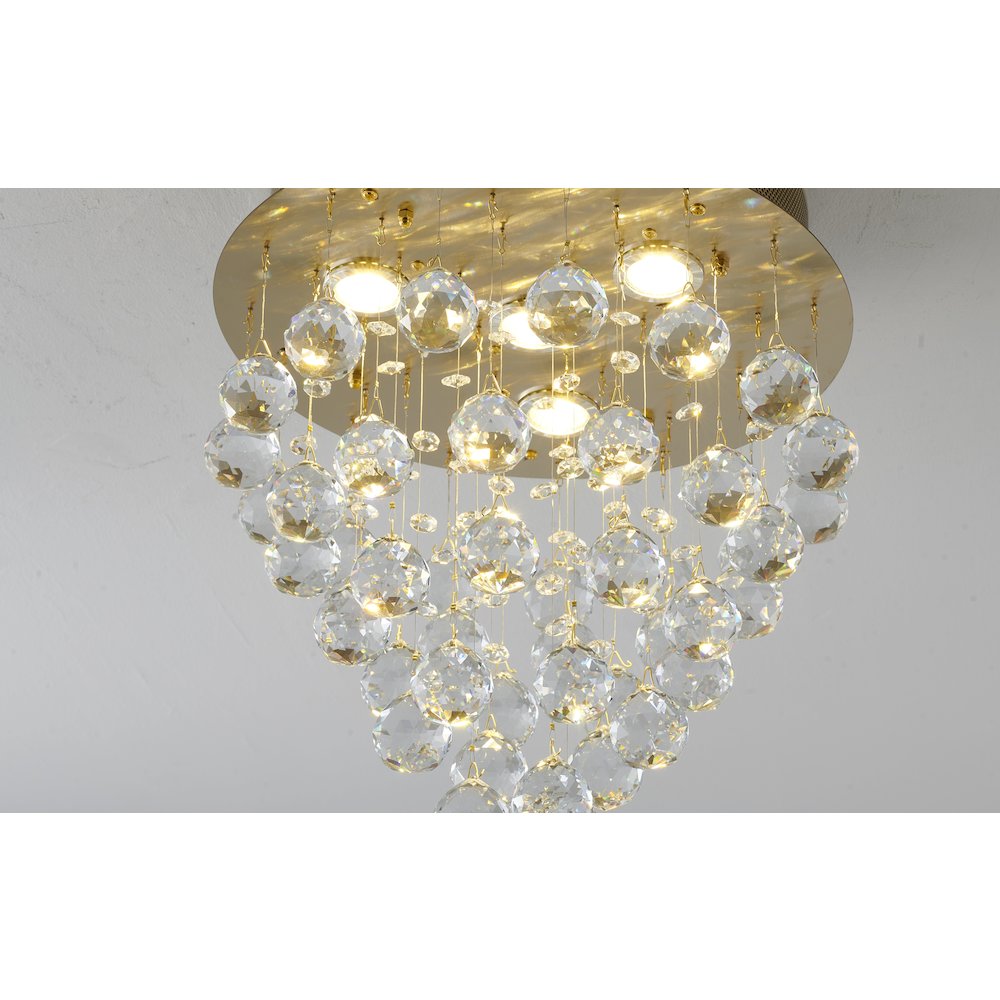 4-Light Gold Flush Mount With Clear Crystals