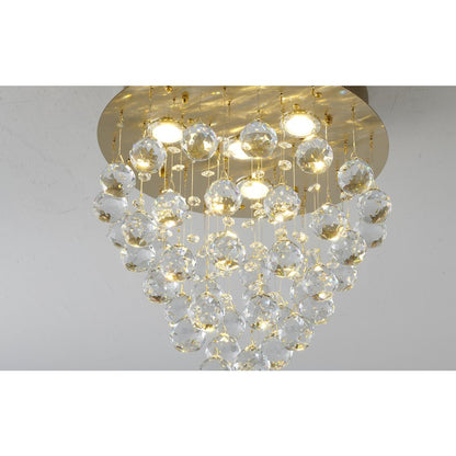 4-Light Gold Flush Mount With Clear Crystals