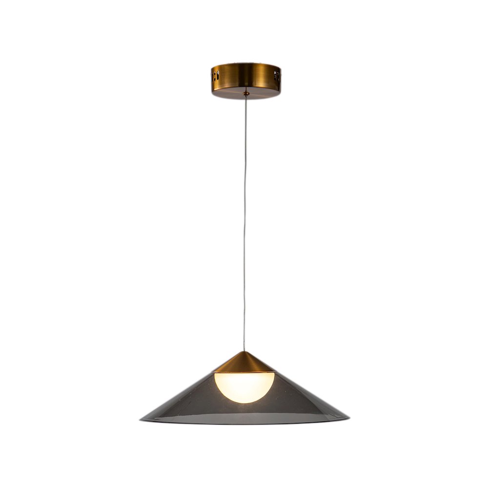 1-Light Antique Gold Single Pendant With A Smoke Acrylic Shade