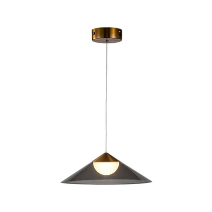 1-Light Antique Gold Single Pendant With A Smoke Acrylic Shade