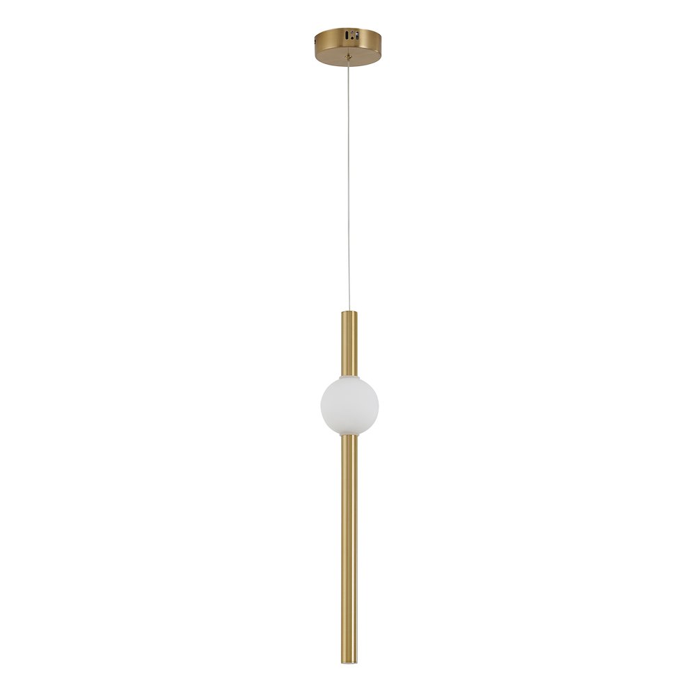 1-Light Gold LED Pendant With A White Glass Shade