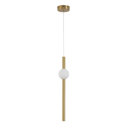 1-Light Gold LED Pendant With A White Glass Shade