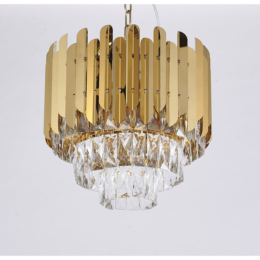 8-Light Gold Stainless Steel Chandelier With Clear Crystals