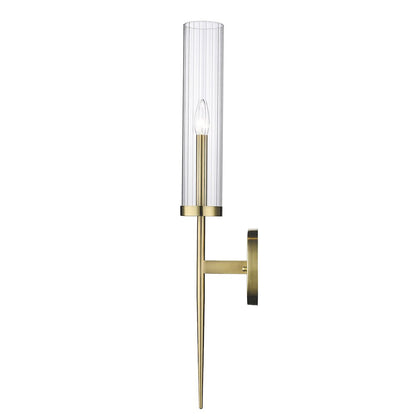 1-Light Gold Iron Wall Sconce With A Clear Glass Shade