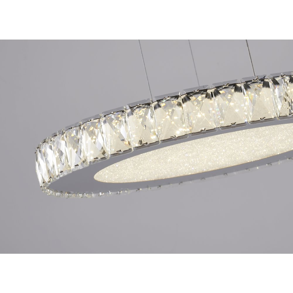 1-Light Chrome Dimmable LED Chandelier With Clear Crystals And A Diffuser