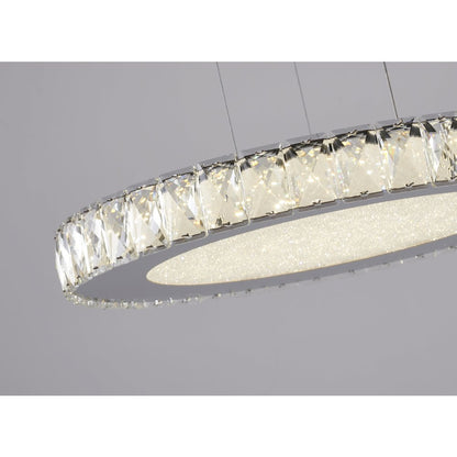 1-Light Chrome Dimmable LED Chandelier With Clear Crystals And A Diffuser