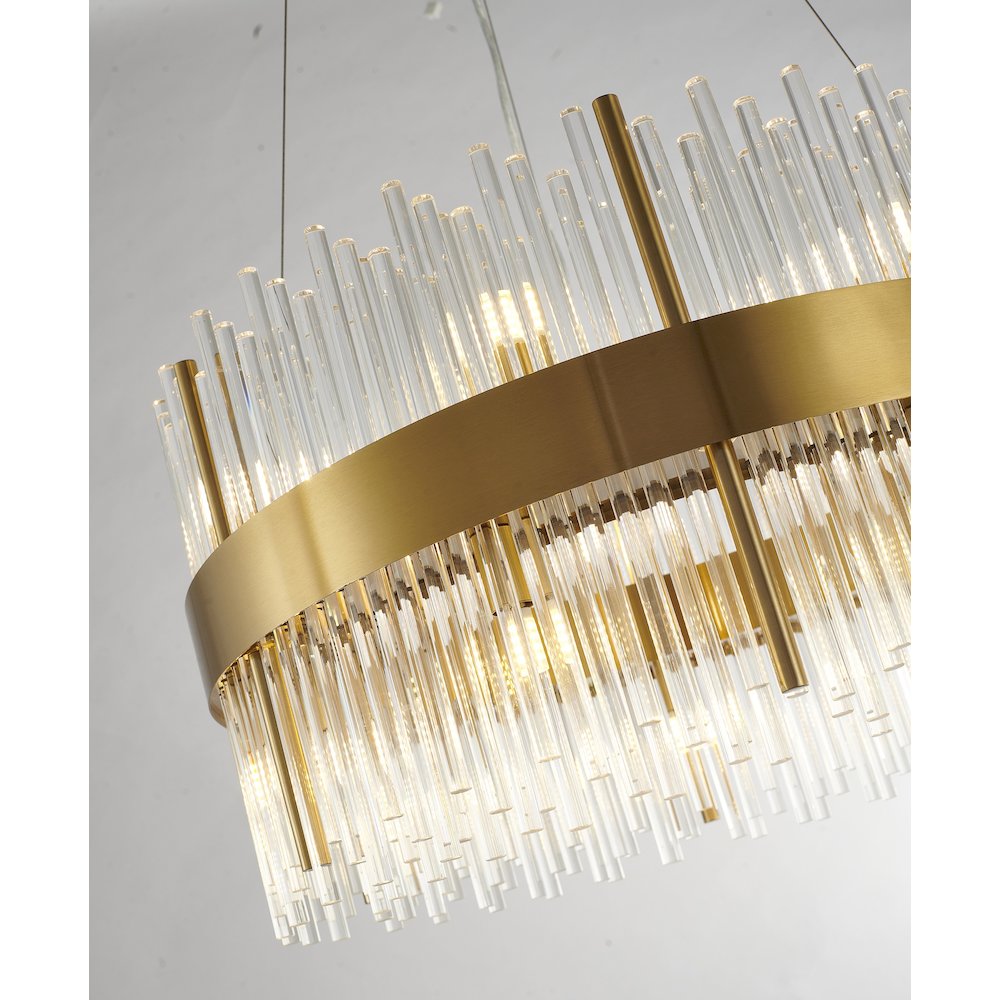 14-Light Gold Chandelier With Clear Glass Rods