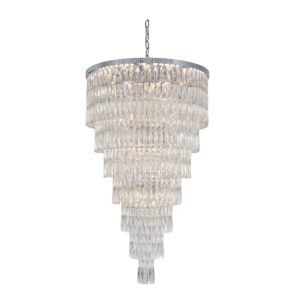 39-Light Chrome Chandelier With Clear Crystals