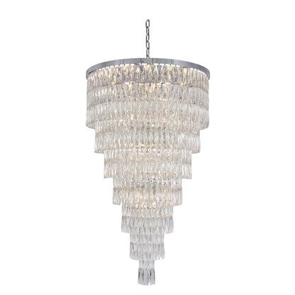 39-Light Chrome Chandelier With Clear Crystals