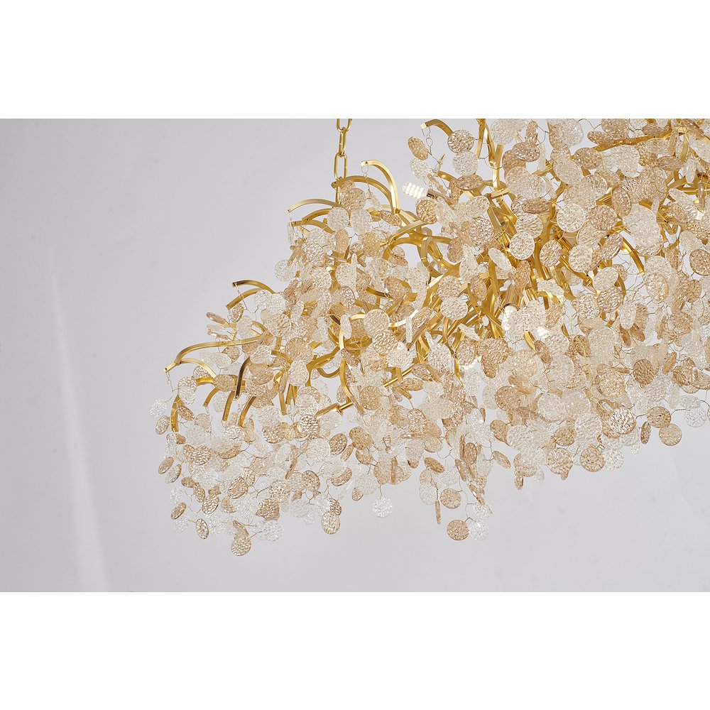 16-Light Gold Aluminum Chandelier With Clear Glass Petals