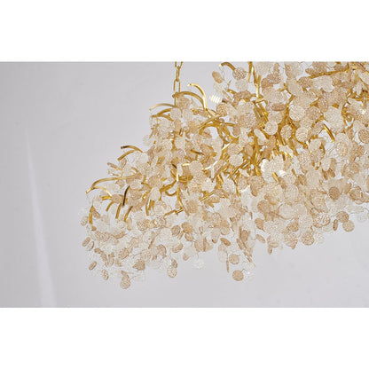 16-Light Gold Aluminum Chandelier With Clear Glass Petals