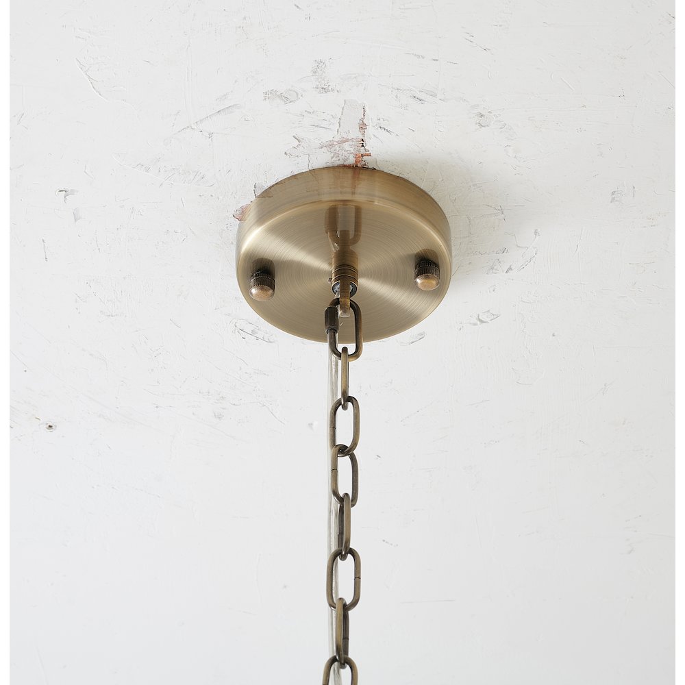 1-Light Brass Iron Single Pendant With A Frosted Glass Shade