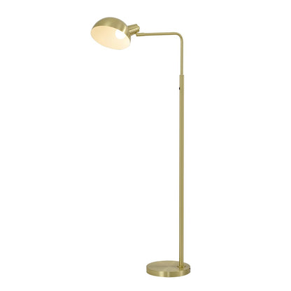 1-Light Satin Brass Metal Floor Lamp With A Metal Shade