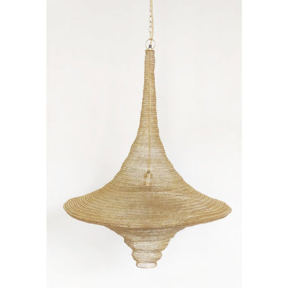 1-Light Gold Pendant With A Chain Basket Shade