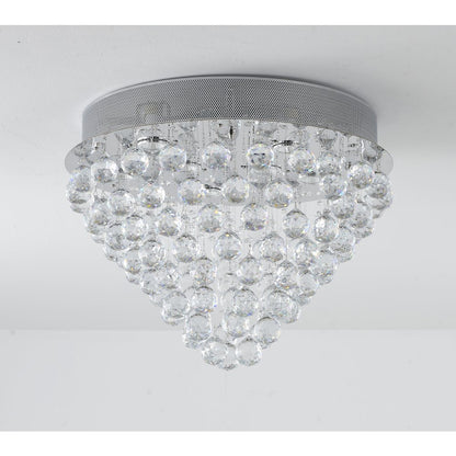 9-Light Chrome Flush Mount With Clear Crystals
