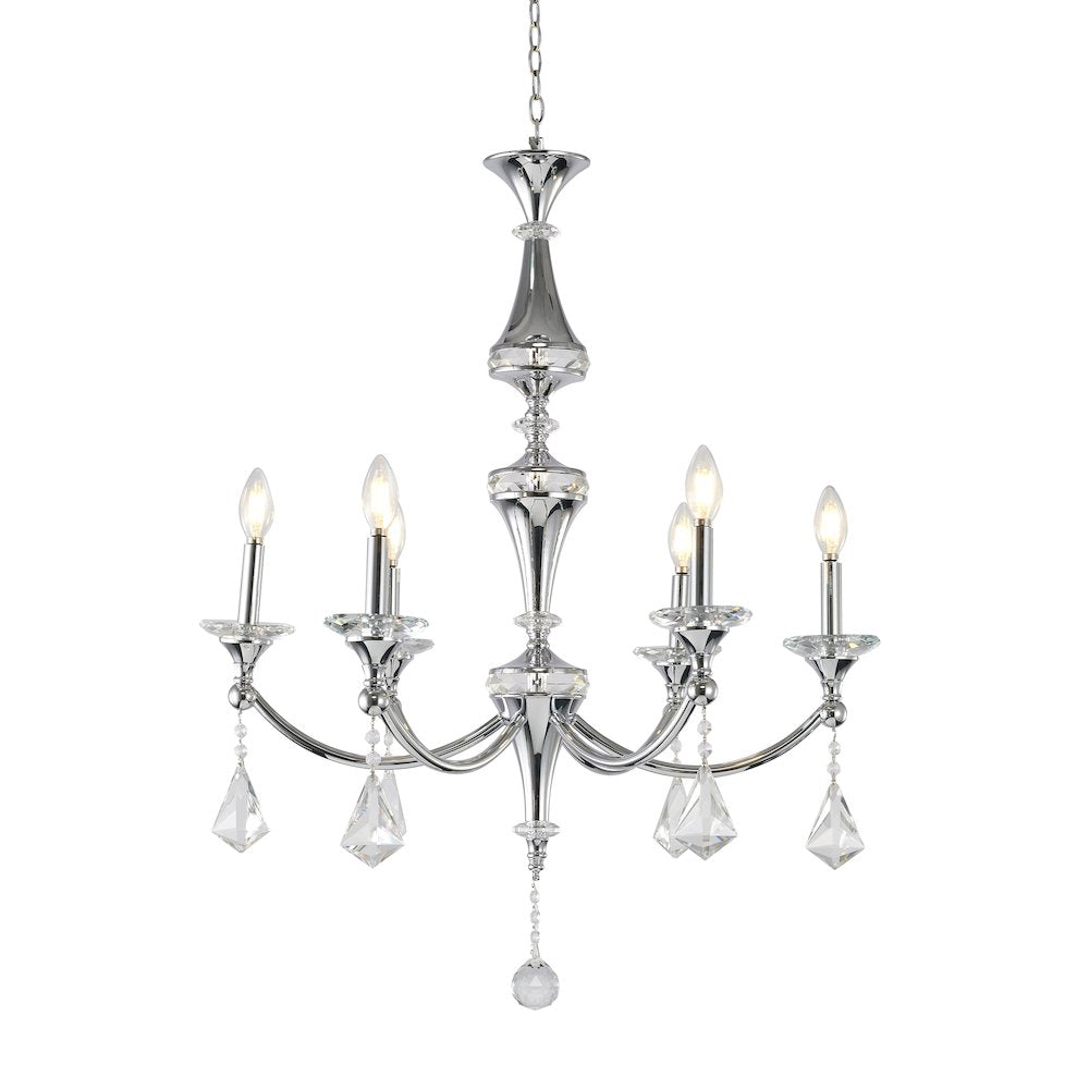 6-Light Chrome Chandelier With Clear And Champagne Crystals