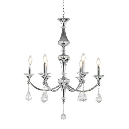 6-Light Chrome Chandelier With Clear And Champagne Crystals