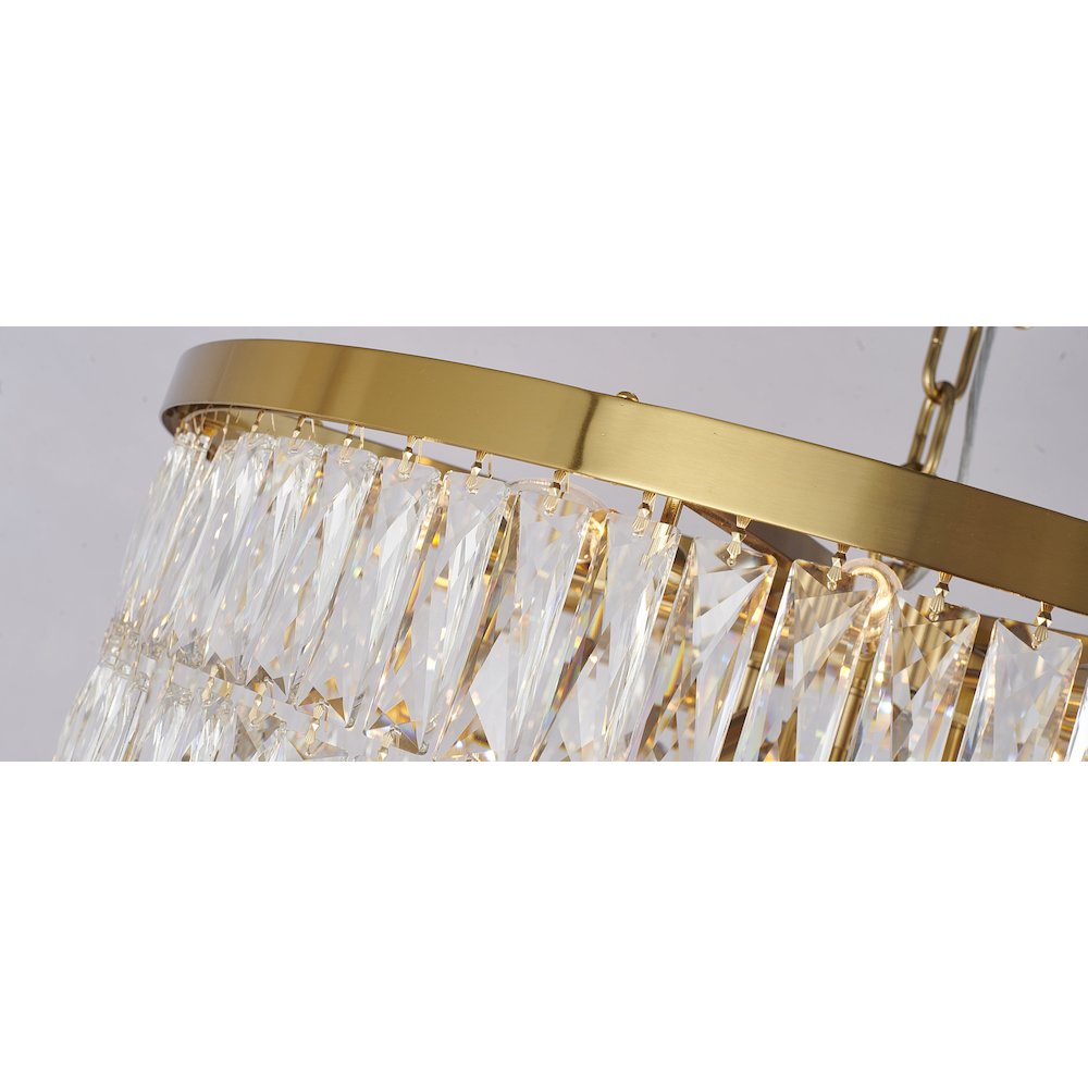 39-Light Gold Chandelier With Clear Hanging Crystals