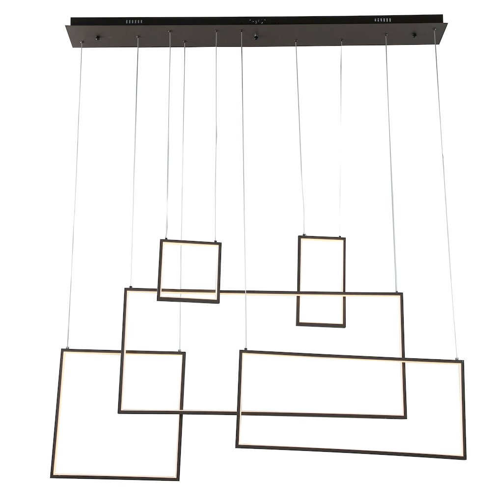 5-Light Satin Coffee Dimmable LED Chandelier With LED Boxes