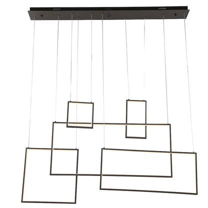 5-Light Satin Coffee Dimmable LED Chandelier With LED Boxes